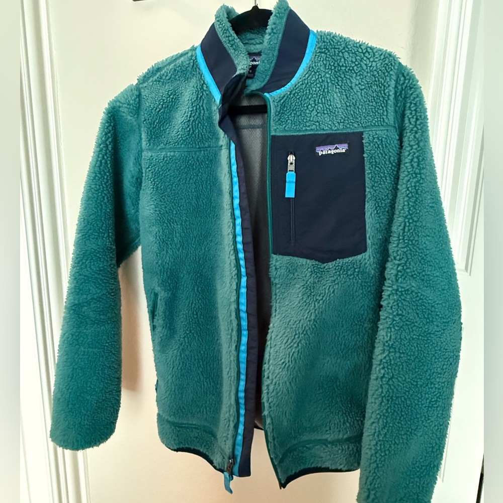 Patagonia retro-x fleece jacket women's Teal and Navy